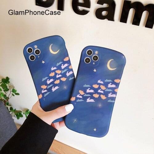 GlamPhoneCase Moon and Rabbit Phone Case For iPhoneSE 2 11Pro/Max X XS Max XR Soft Silicone Cover For iPhone11 7 8Plus Case