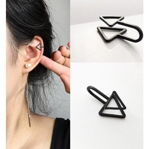 Hot Sale 3 Colors Clip On Earrings For Men Women Triangle U Shape No Pierced Earring Ear Cuff Jewelry Alloy Ear Clips Girl Gift