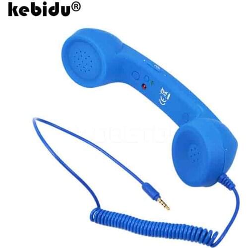 Kebidu 4 colors Classic 3.5mm Comfort Retro Phone Handset Mic Speaker Phone Call Receiver For iPhone Radiation-proof Headphones