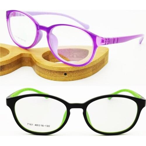 Square-round shape bendable TR90 combined silicone soft nose pad durable bicolor prescription eyeglasses for teens