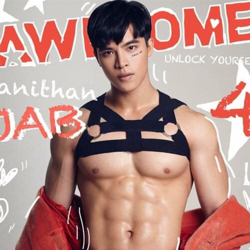 Mens Tank Top Harness Belt Shoulder Bondage Metal Ring Decoration Strap Male Elastic Chest Harness Belt Fancy Club Party Costume