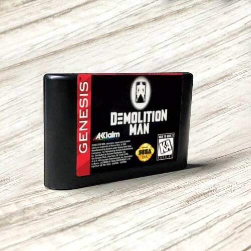 Demolition Man - USA Label Flashkit MD Electroless Gold PCB Card for Sega Genesis Megadrive Video Game Console