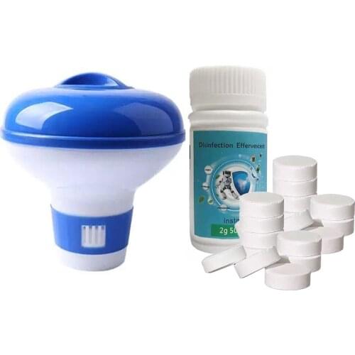 Mini Pool Cleaning Dispenser with 50pcs Purifier Tablets Adjustable Release Tablet Floater Swimming Pool Cleaning Kit