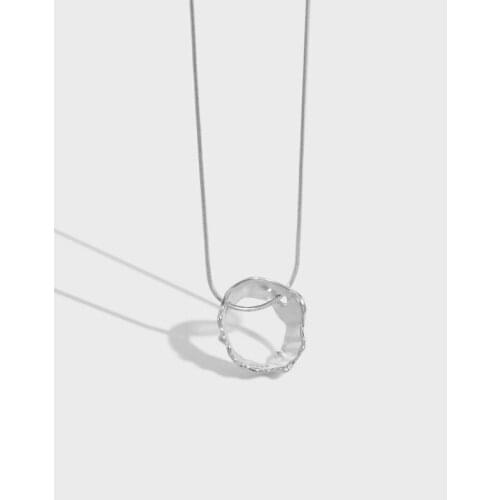 Minimalist S925 Sterling Silver Circle Pendant Necklaces For Women Fine Jewelry, Snake Chain Necklace Woman Birthday Gifts
