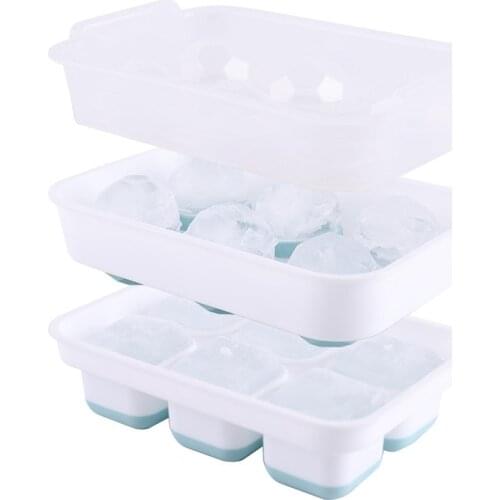 Ice Cream with Cover, Food Grade Creative Whiskey Ice Ball Mould, 6-Grid Spherical Ice Lattice