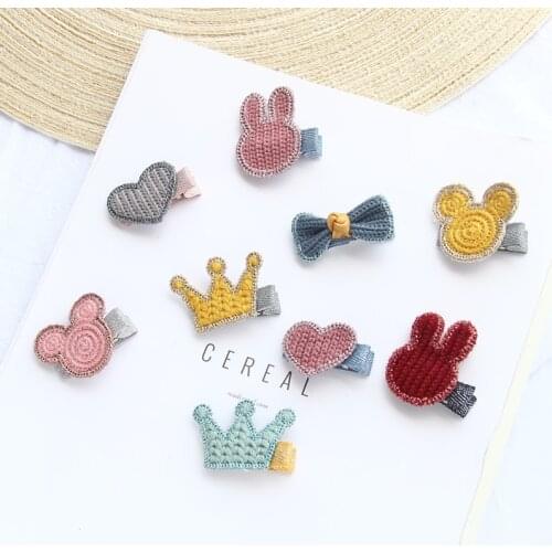 Baby Girls Cartoon Hair Clips Cute Hair Rope Kids Wool Crown Heart Candy Elastic Rubber Bands 1 Piece Hair Accessories Headwear