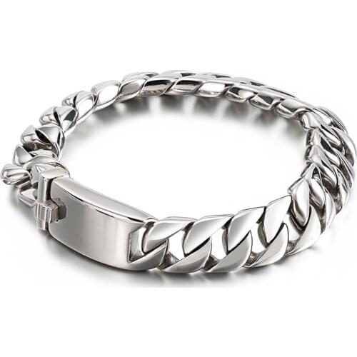Man Jewels Cuban Chain 12mm Width O Chain Silver Color Bracelet 316L Stainless Steel Wristband Mens Fashion Accessory