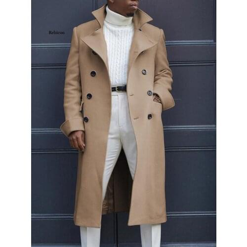 5Xl Men Coat Lapel Double Breasted Mens Suit Jacket Blazers Plus Size Male Long Coats Solid Long Jackets Overcoat Spring Autumn