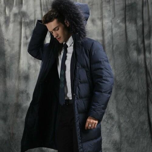 Mens Winter Down Jacket Long 90% White Goose Down Jacket Men Clothes 2020 Raccoon Fur Collar Down Coats JH1539 KJ3098