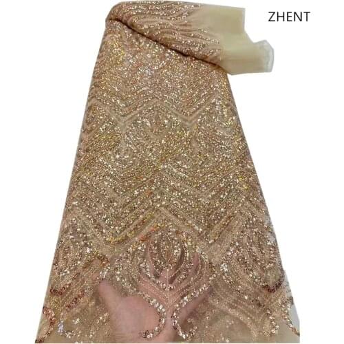 Nigerian Sequin Lace Fabrics 2021 High Quality Lace African Net Lace Fabric Wedding French Tulle Lace Material For Women RF-275