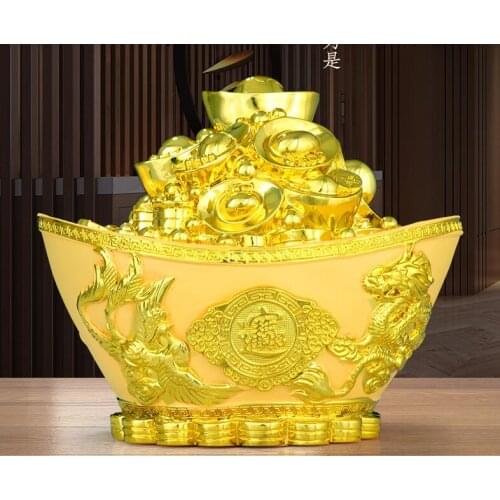 New resin dragon and phoenix Chengxiang gold ingot piggy bank creative handicraft ornaments