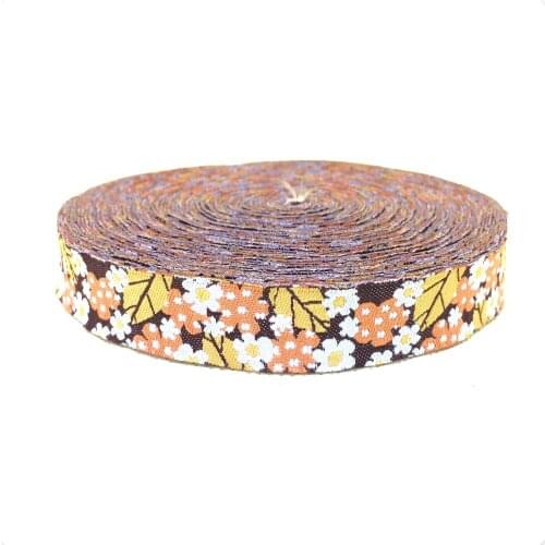 NEW wholesale 5/8'' 16mm 10yards/sets 100% Polyester Woven Jacquard Ribbon Coffee leaves and flowers lace KTZD15102819