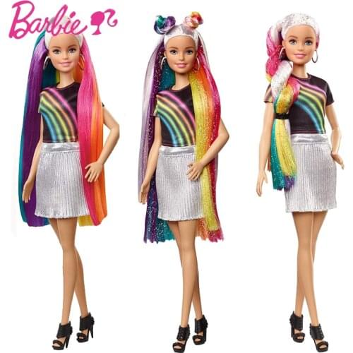Original Barbie Rainbow Makeup Hair Doll Birthday Princess Jasmine Girls Brinquedos Bonecas Girl Toys for Kids Juguetes Gift