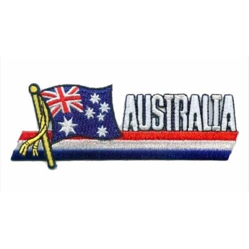 Australia Flag Embroider Patch with Heat Cut and Iron On Backing Also Make Items as Client Request MOQ50pcs Free Shipping
