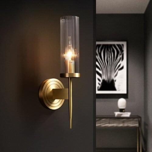 Post-modern LED Wall Lights Nordic Brass Design Lamp For Bedroom Living Room Gold Bathroom Makeup Mirror Lamp Home Indoor Decor