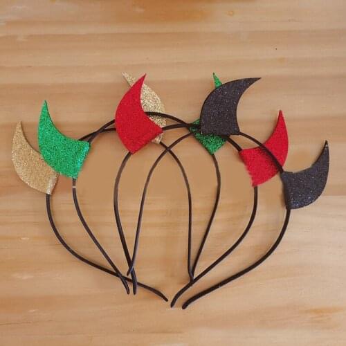 Halloween Horns Headband Women Man Masquerade Dress Up Gold Powder Felt Headband Ghost Festival Adult Children Headdress Props