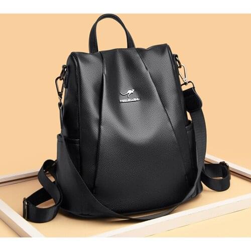 Luxury Backpack Woman Handbag Vintage Teen Schoolbag Torebka Damska Brand Fashion Big Shoulder Bag Travel Trolley PU Leather New