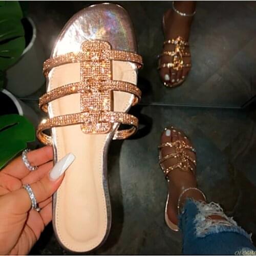 Fashion sexy sequins surround women slippers Roman style Summer new Women sandals PVC flat Outdoor beach slippers