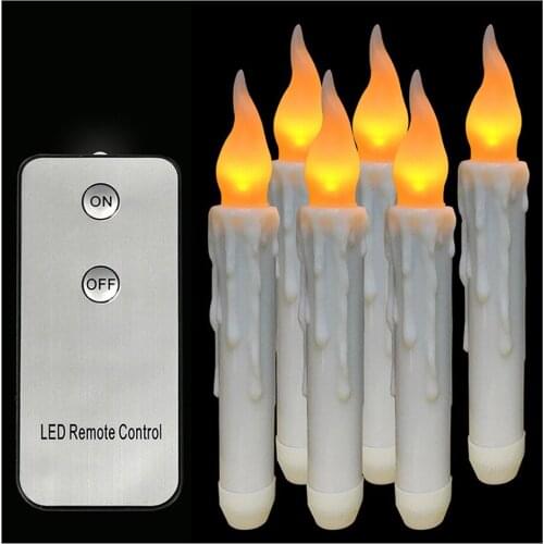 LED Candle Remote Control Wax Flameless Flickering Christmas Lamp Candle Lights Wedding Decor Home Xmas Decoration Candles 6PCS