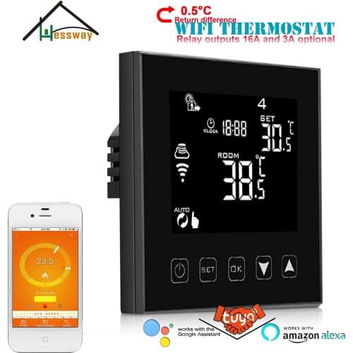 HESSWAY thermoregulator touch screen heating thermostat WIFI for boiler water heating 3A 16A