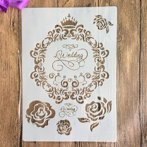 A4 29 *21cm Flowers Crown rose DIY Stencils Wall Painting Scrapbook Coloring Embossing Album Decorative Paper Card Template,wall