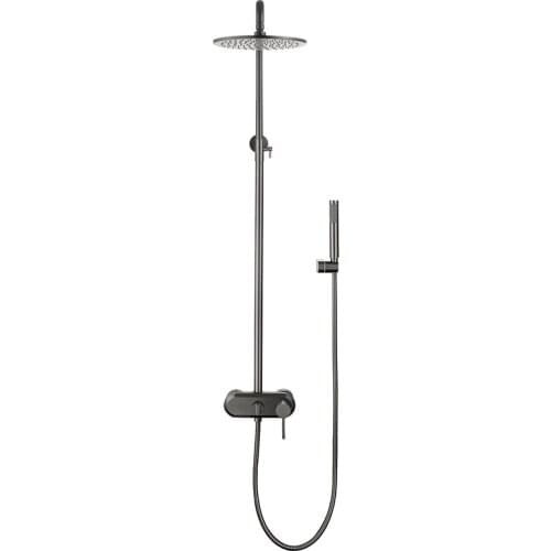 Solid Brass Gun Gray/Brushed Gold/Black Shower Faucet Multi-Functional shower set Round Shower Head