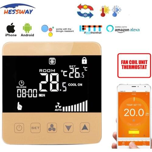 HESSWAY TUYA smart home WIFI thermostat google home with cooling heating and 4pipe&2pipe