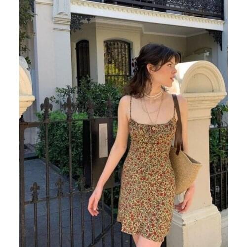 Women Dress 2021 Spring and Summer New Ladies Printed 100% Silk Suspender Skirt