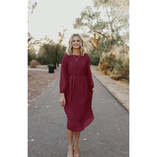 Elegant Jacquard Wool Ball Midi Dress Autumn Women Vintage Lantern Long Sleeve O-Neck Wrap Long Dresses Robe Femme Vestidos