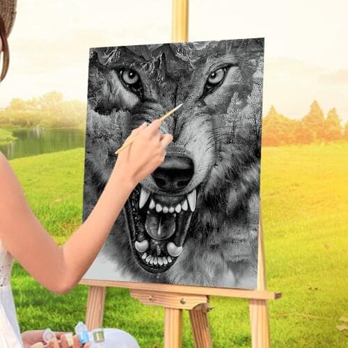 Wolf Animal DIY Paint By Numbers Kit Oil Paints 40*50 Canvas Painting Decorative Paintings For Kids Handiwork Handicraft