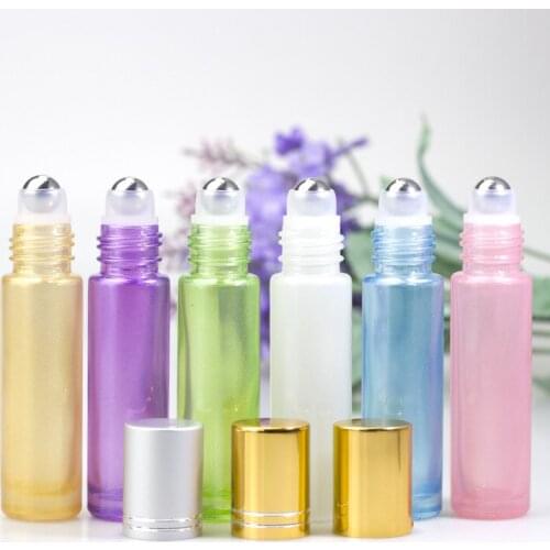 10ml Pearl Roll On Color Glass Bottle Essential Oil Small Packing Bottle 100PCS/LOT