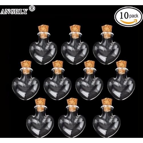 10 pcs Mini Small Glass Bottles with Clear Cork Stopper Tiny Vials Jars Containers Message Weddings Wish Jewelry Favors Supply