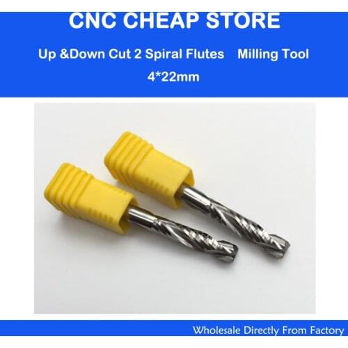 2pcs HQ AAA 4x22MM Up & Down Cut- 2 Spiral Double/Two Flute Carbide CNC Mill Milling Tool Cutter Woodworking Cutting Router Bit