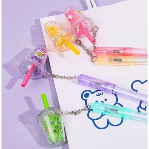 20pcs Creative Daisy Tea Cup Gel Pen Students with Black Ink Pen Online Celebrity Pendant Signature Pen Learning Stationery