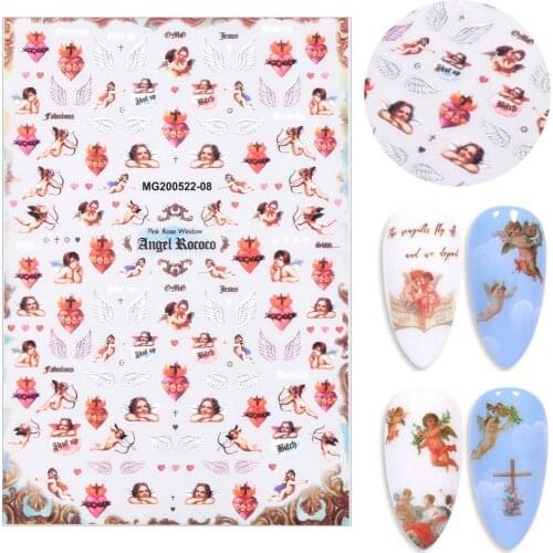 3D Angel Nail Art DIY Adhesive Stickers Nail Art Decals Sheet Decoration Lovely Angel Flower Pattern Nail Accessories HOT Sell