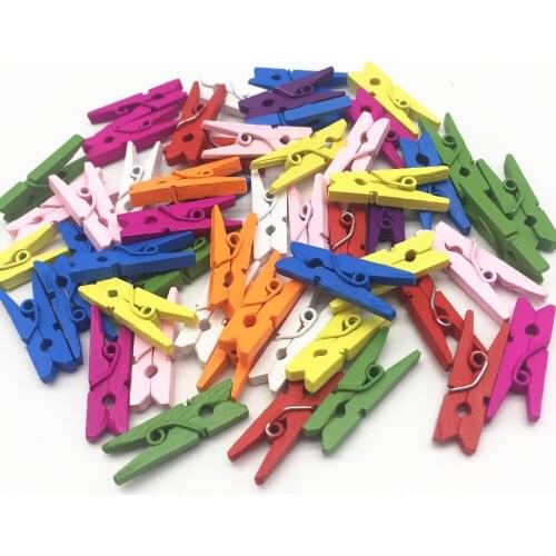 100pcs 25mm Wooden Mini Pegs Wedding Christmas Card Holder Clothespins Clips DIY Crafts Scrapbooking 16 Colors