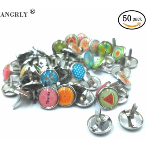 50Pcs Random Color Round Metal Epoxy Scrapbooking Photo Album Decoration Brads For Kids Diy Handmade Paper Embellishment 12mm