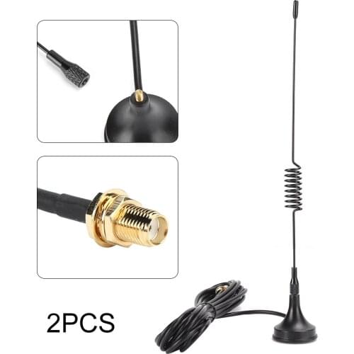2pcs Car Antenna Signal Amplifier SMA- Female Connector 3.0dB High Gain Magnetic Base Aerials For BaoFeng UV‑5R Walkie Talkie