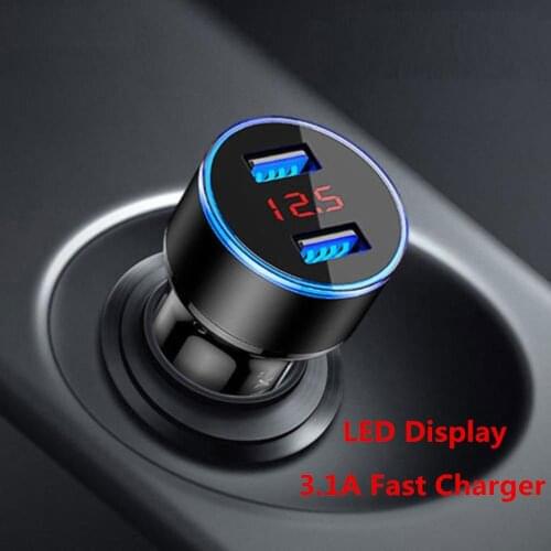 Dual USB Car Charger 5V/3.1A With LED Display Universal Mobile Phone Car Charger for iPhone for Xiaomi for Huawei