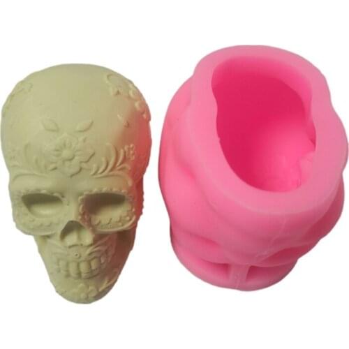 Flower Skull 3D Candle Soap Mould DIY Candle Epoxy Mold Handmade Candles Aroma Wax Soap Molds for Decoration