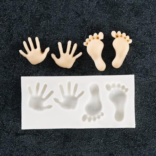 Liquid Silicone Cake Mold Small Hand Small Feet Cake Decorating Tool DIY Chocolate Candy Pastry Baking Mold Clay Mould WMJ-906