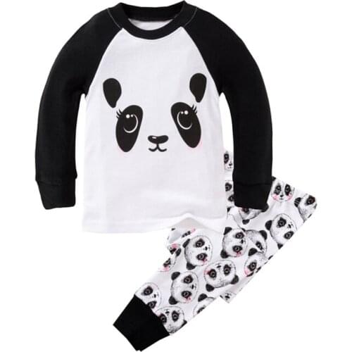 Cotton Girls Pajamas Sets For Boy Sleepwear Children Clothing Kids Cute Panda Homewear Full Sleeves Autumn Winter Nightwear 2-8T