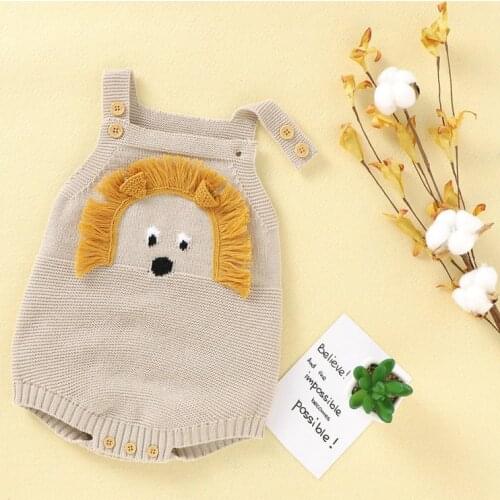 Newborn Infant Baby Boy Girl Knitted Jumpsuit Baby Autumn Winter Clothing Sleeveless Square collar