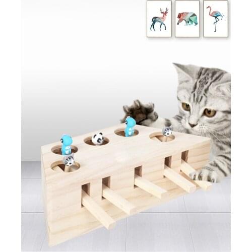 Cat Teasing Toys , Solid Wood Cat Childrens Entertainment Toys , Playing Hamster Funny Cat Cartoon Educational Toys