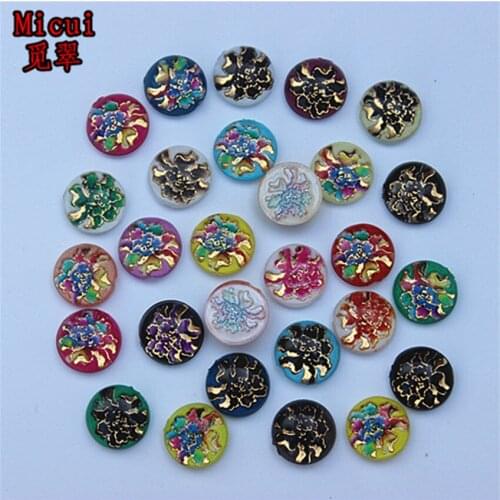 Micui 100PCS 10mm Round Acrylic Rhinestones Crystal Flatback Rhinestones Stones For Strass Clothing Decorations ZZ290A