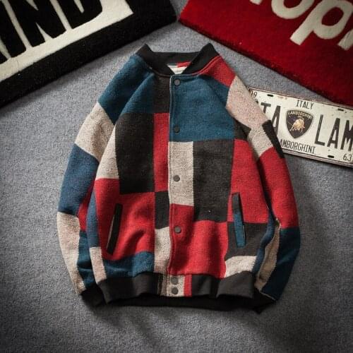 Coats Men Jacket Coat Plus Size Sping New Woolen Plaid Bomber Jacket Men Fashions Hip Hop Streetwear Winter Casual Jackets