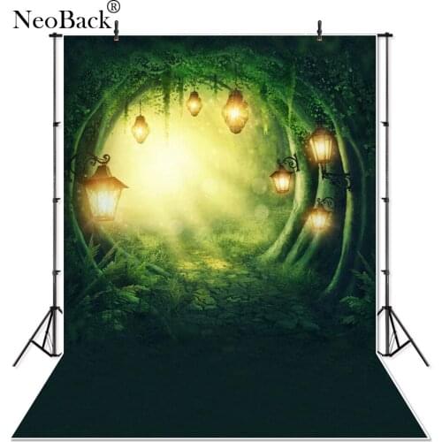 NeoBack Vinyl Green Forest Light Aisle Photography Backdrops Children Backgrounds Fairy Tale Wonderland Photographic Backdrops