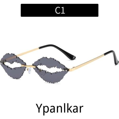 Sexy Lips Women Sunglasses New European American Funny Rimless Sun Glasses for Woman Abay Punk Style Trendy Party UV400 Oculos