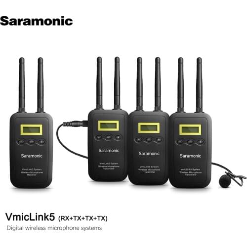 Original Saramonic 5.8GHz Wireless Lavalier Microphone System VmicLink5 3 Transmitters & 1 Receiver for Canon Nikon DSLR Camera