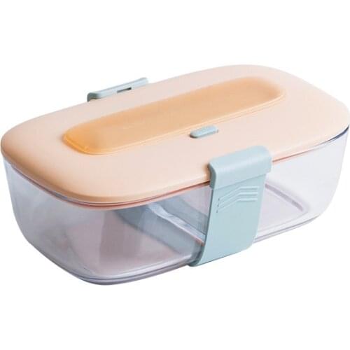 Portable glass lunch box, bento box, microwave oven can heat the lunch box, separate the dinner plate, keep fresh the box
